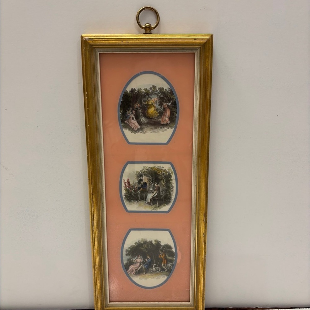 Picture framed set of three antique prints SUNGOTT ART STUDIOS